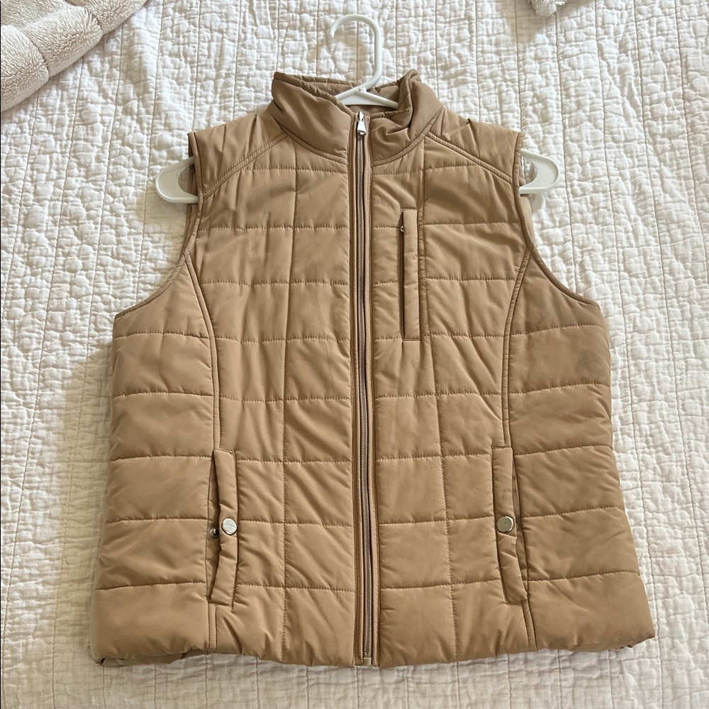 Ralph Lauren Quilted Sleeveless Puffer Vest - Tan